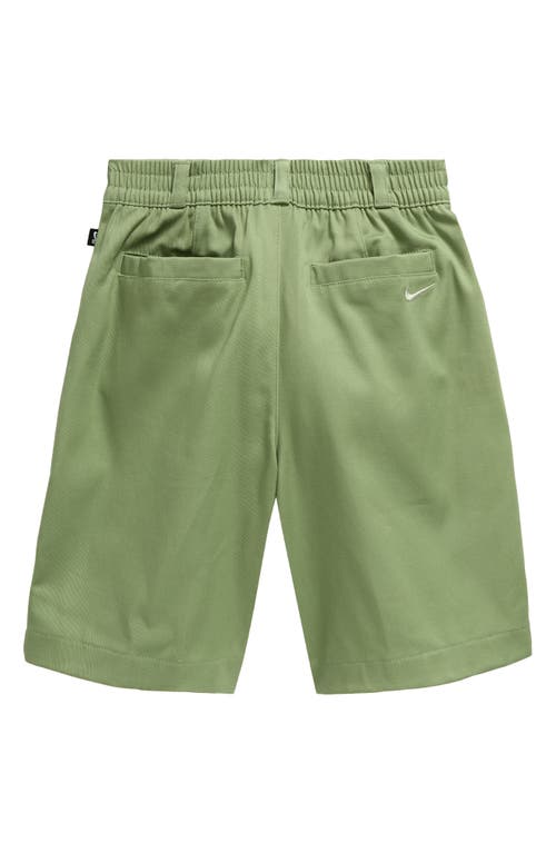 Shop Nike Kids' Flat Front Stretch Chino Skate Shorts In Oil Green/jade Horizon