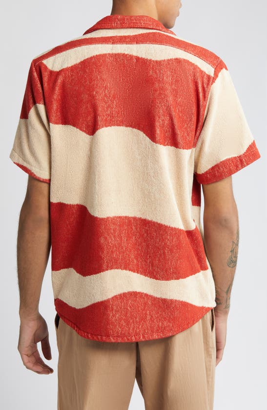 Shop Oas Amber Dune Terry Cloth Camp Shirt In Terracotta