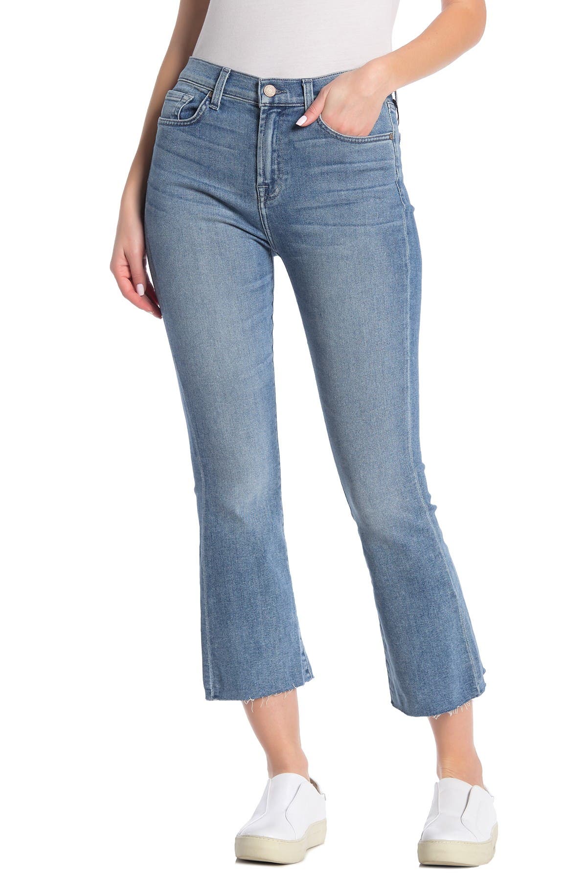7 FOR ALL MANKIND HIGH WAIST SLIM KICK CROPPED FLARE JEANS,190392688518