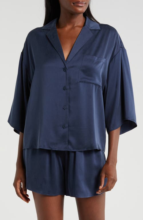 Lunya Washable Silk Button-Up Short Pajamas Deep Blue at Nordstrom,