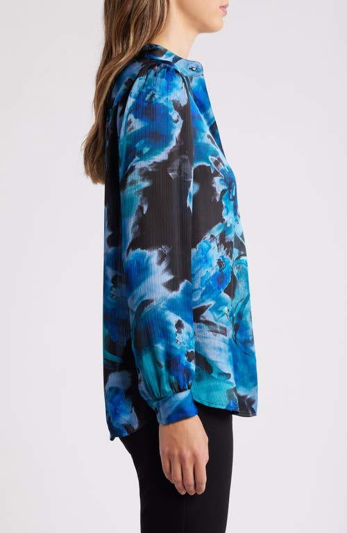 Shop Anne Klein Abstract Floral Textured Tunic In Anne Black Multi