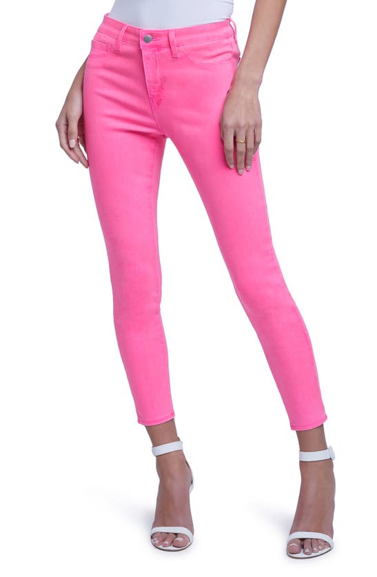 L Agence L'agence Margot High Rise Skinny Jeans In Dark Mocha Coated In Rose Coated