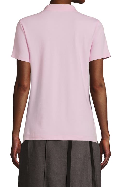 Shop Lands' End School Uniform  Short Sleeve Feminine Fit Interlock Polo Shirt In Ice Pink