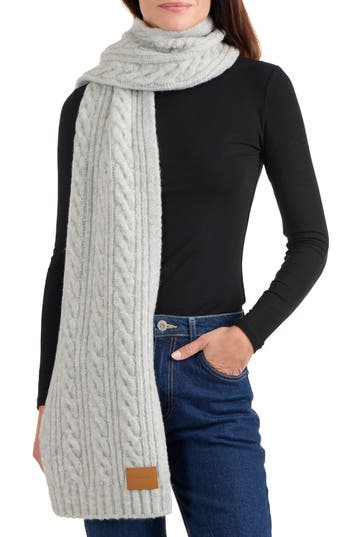Vince Airspun Cable Knit Scarf In Steel