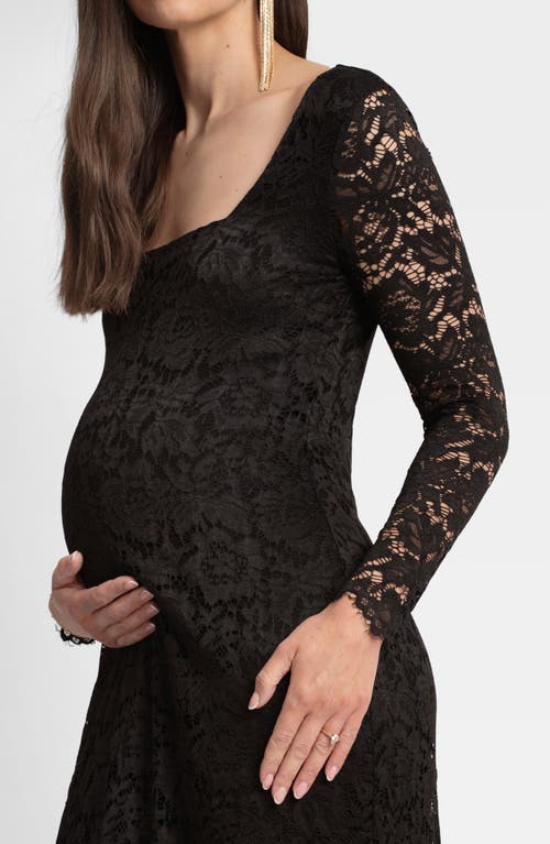 Shop Seraphine Lace Maternity Body-con Dress In Black