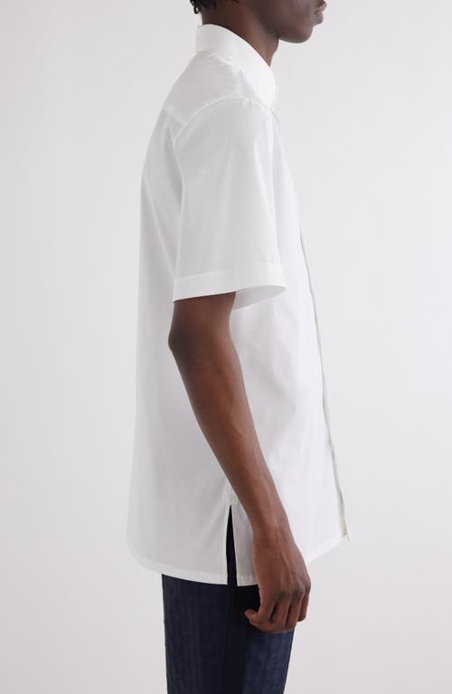 Givenchy Military Short Sleeve Cotton Blend Button-up Shirt In White
