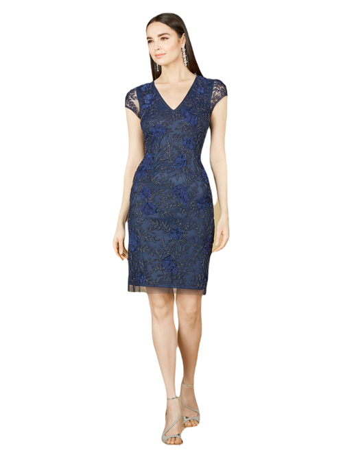 Lara New York Cap Sleeve Embellished Dress In Eggplant