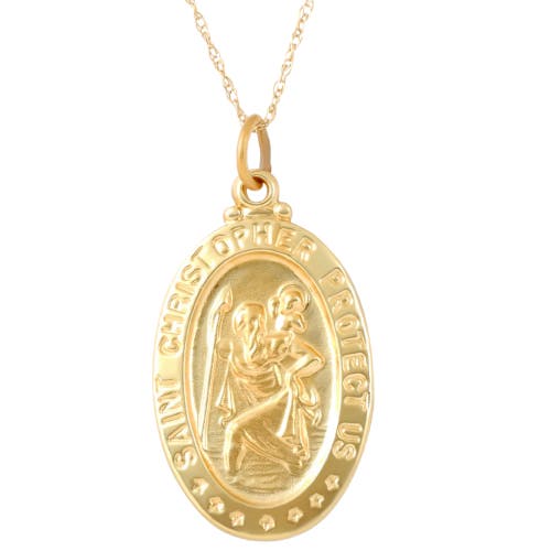 Bliss Diamond 14k Gold St. Christopher Medal Pendant 1" Tall 2.5 Grams In Yellow Gold
