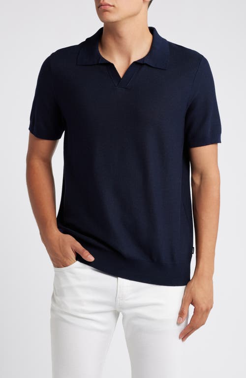 Shop Hugo Boss Boss Tempio Cotton & Lyocell Polo Sweater In Dark Blue