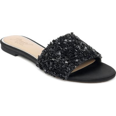 Jewel Badgley Mischka Noland Embellished Slide Sandal, Black
