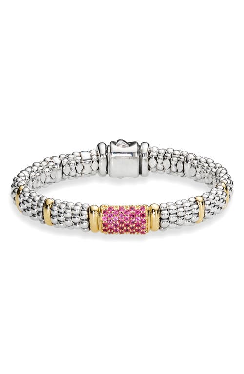 Shop Lagos Pink Sapphire Caviar Beaded Bracelet In Silver/gold