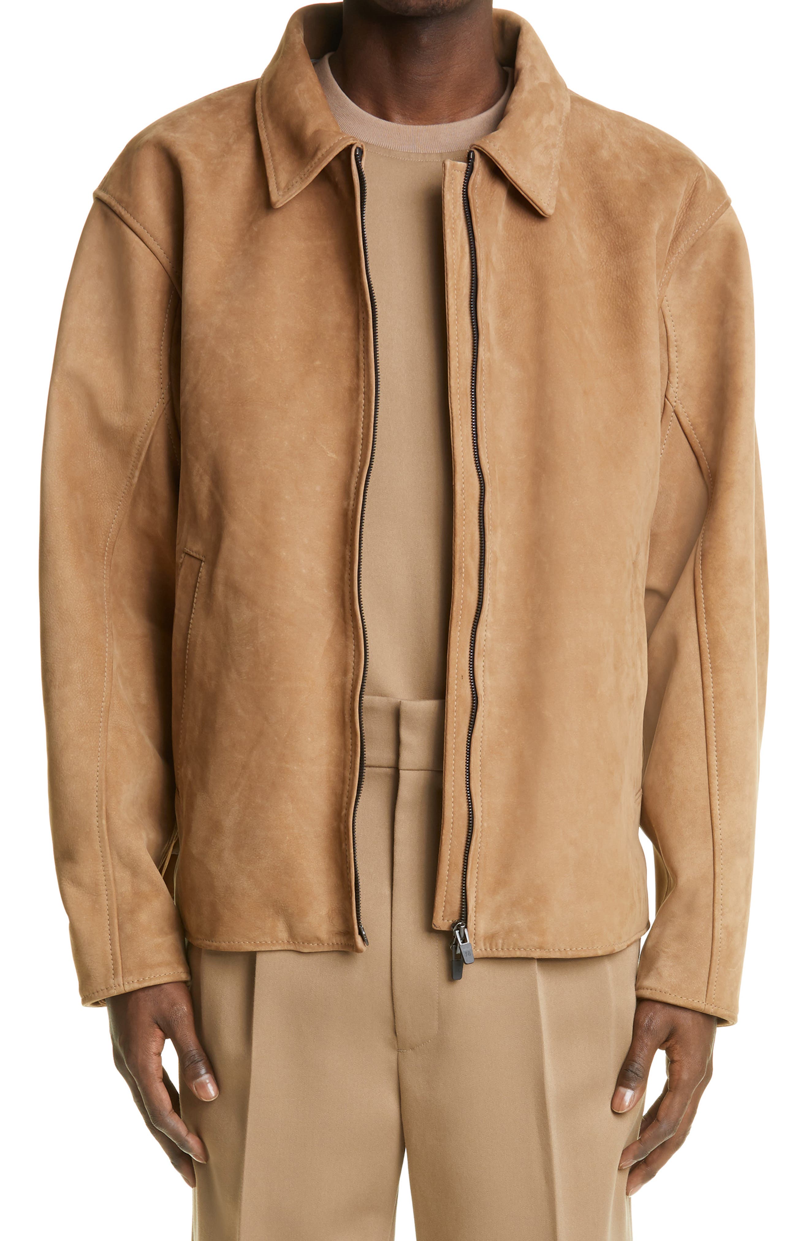 Fear of God Nubuck Leather Jacket in Tan at Nordstrom, Size Medium
