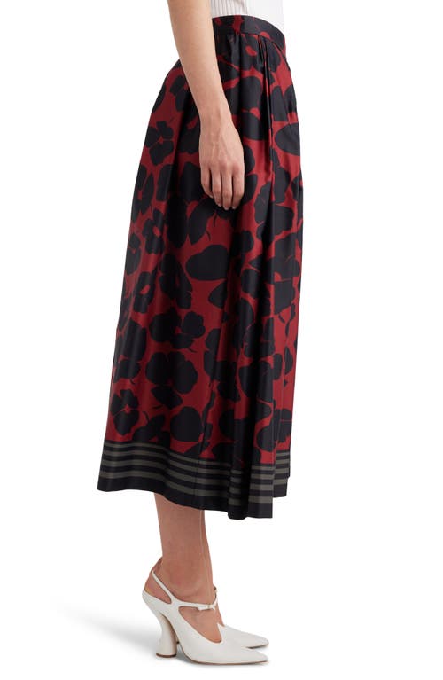 Shop Dries Van Noten Floral Print Midi Skirt In Red 352
