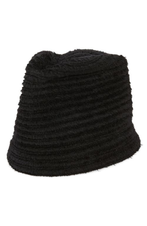 Fedora Bucket Hat in Solid Black Wool