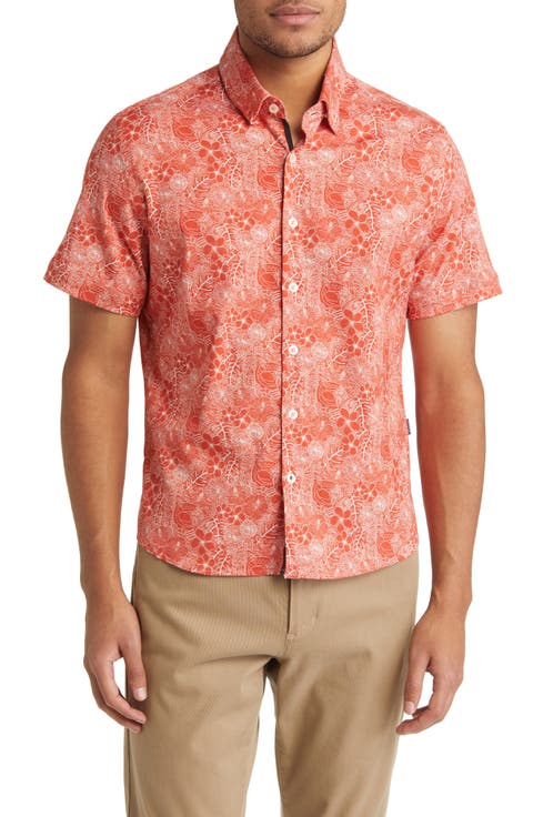 Jungle Print Short Sleeve Button-Up Shirt