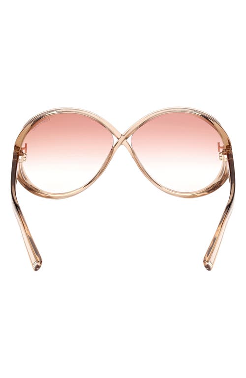 Shop Tom Ford Edie 64mm Oversize Round Sunglasses In Shiny Champagne/bordeaux