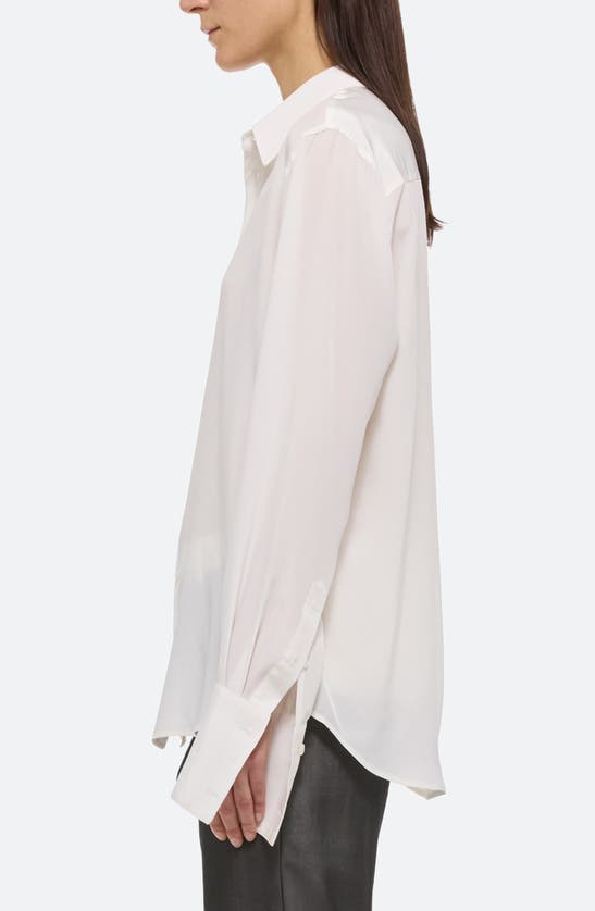 Shop Helmut Lang Relaxed Silk Button-up Shirt In White/black