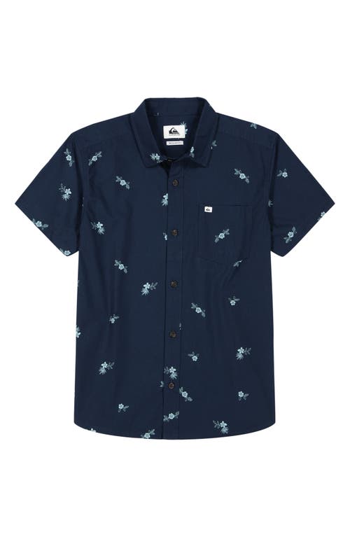 QUIKSILVER QUIKSILVER KIDS' VACATION SHORT SLEEVE COTTON BUTTON-UP SHIRT 