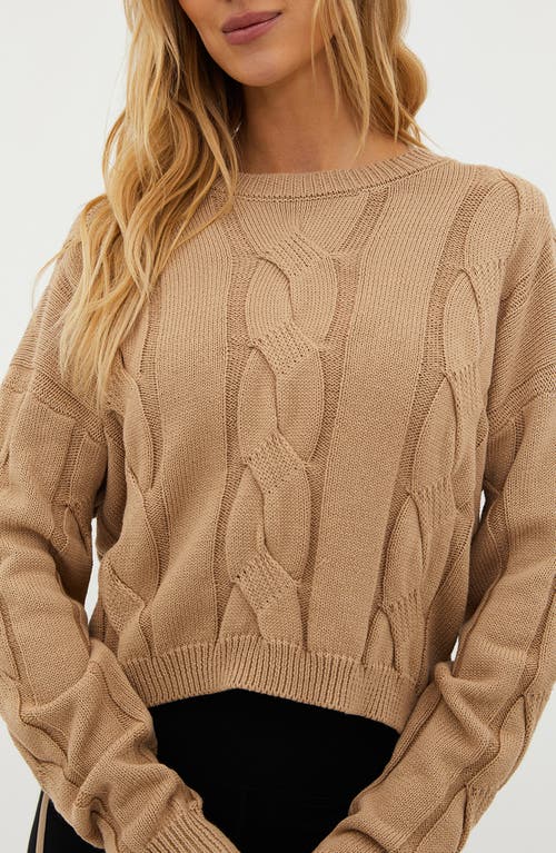 Shop Beach Riot Clarice Cotton Cable Stitch Sweater In Sandshell