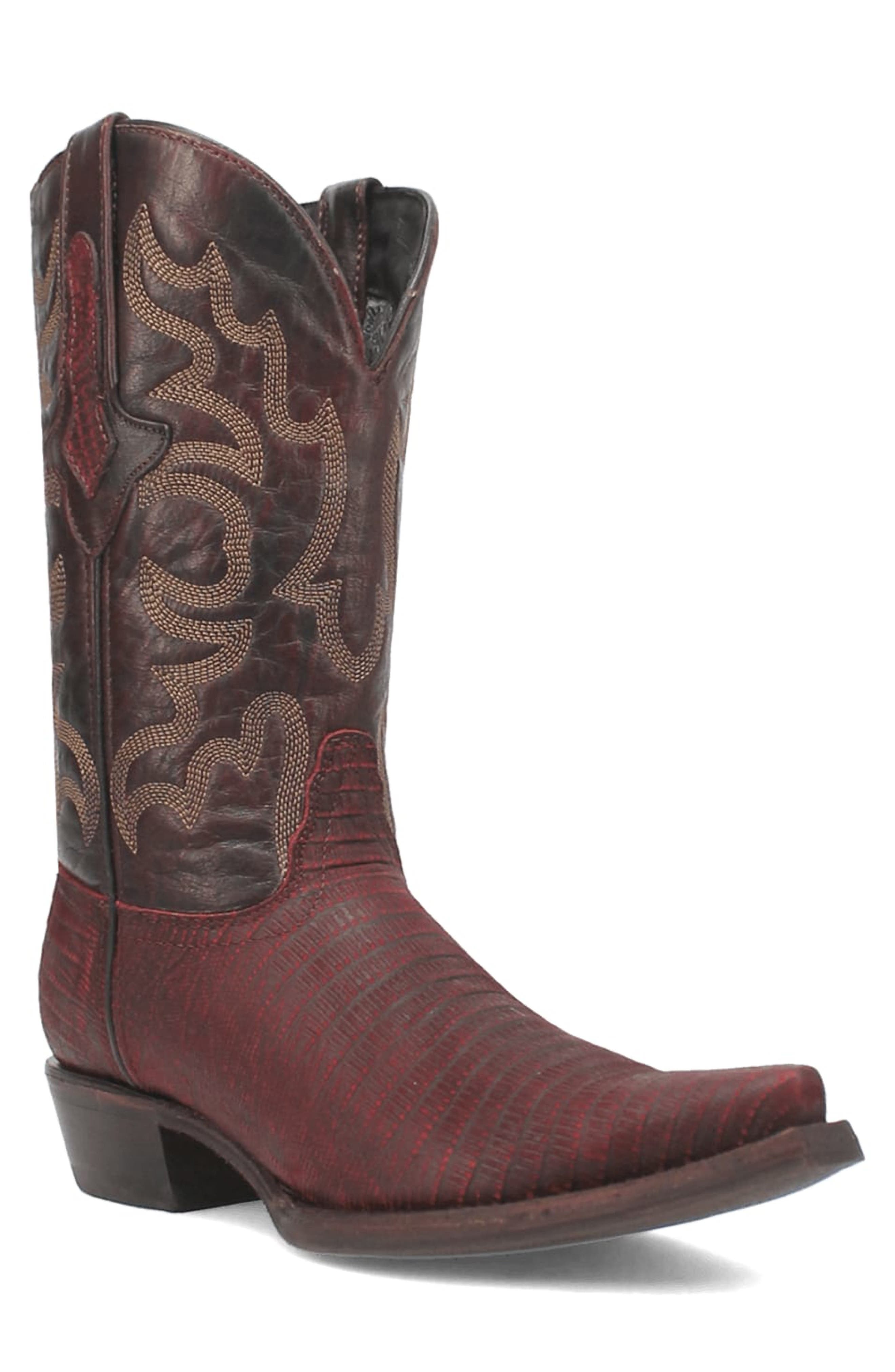 Dingo The Duke Lizard Embossed Cowboy Boot in Cherry 
