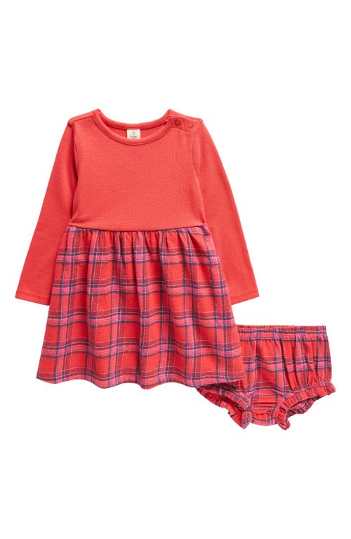 Tucker + Tate Kids' Plaid Long Sleeve Dress & Bloomers Set in Red Letter- Red Plaid
