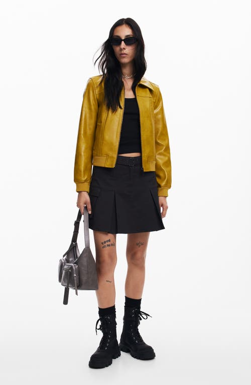 Shop Desigual Helsinki Faux Leather Jacket In Yellow