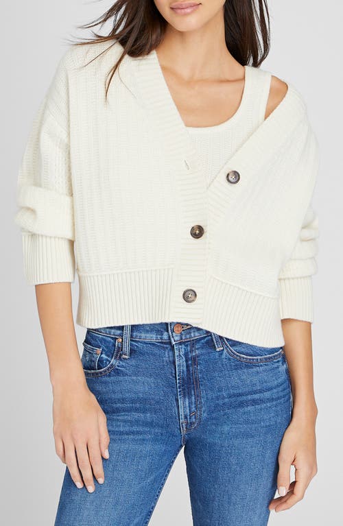 Textured V-Neck Cardigan in Ivory /Ivoire