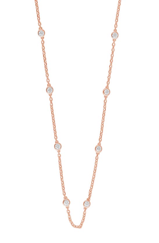 Shop Badgley Mischka Collection 14k Gold Round Cut Lab-created Diamond Station Chain Necklace In Rose Gold