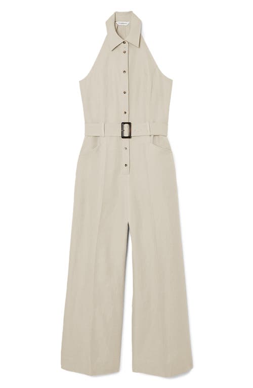 Club Monaco Belted Sleeveless Jumpsuit In 230 - Tan/tan