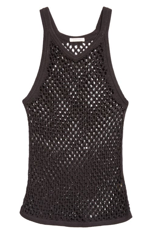 Shop Diotima Trinity Marina Crystal Embellished Open Knit Sweater Tank In Black