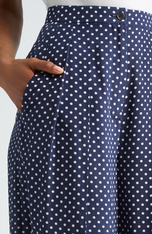 Michael Kors Polka Dot Pleated Silk Palazzo Pants In Midnight/ Optic White