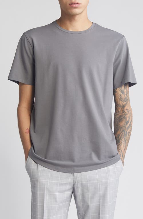 Open Edit Crewneck Stretch Cotton T-Shirt in Grey Pearl 