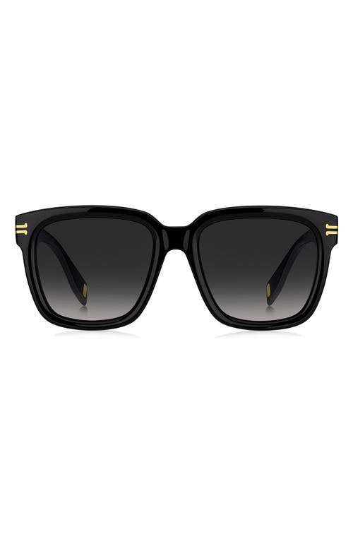 53mm Square Sunglasses in Gold Black /Grey Shaded