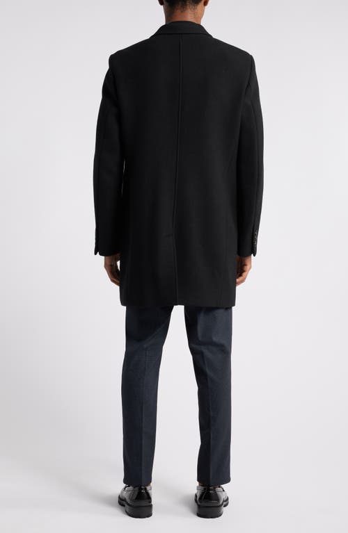 Shop Open Edit Felted Wool Blend Topcoat In Black