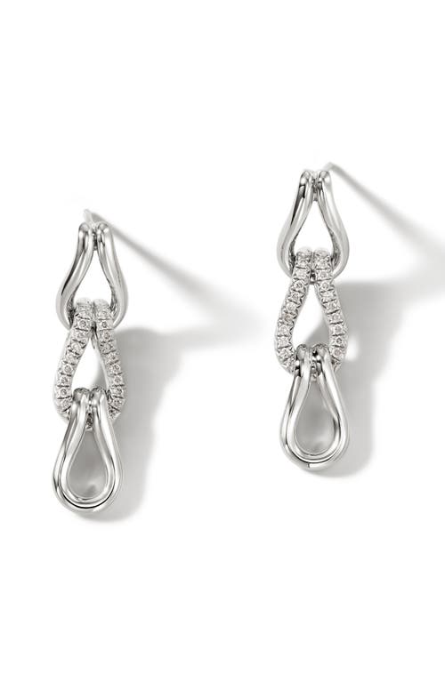 John Hardy Surf Pavé Diamond Link Drop Earrings in Silver at Nordstrom