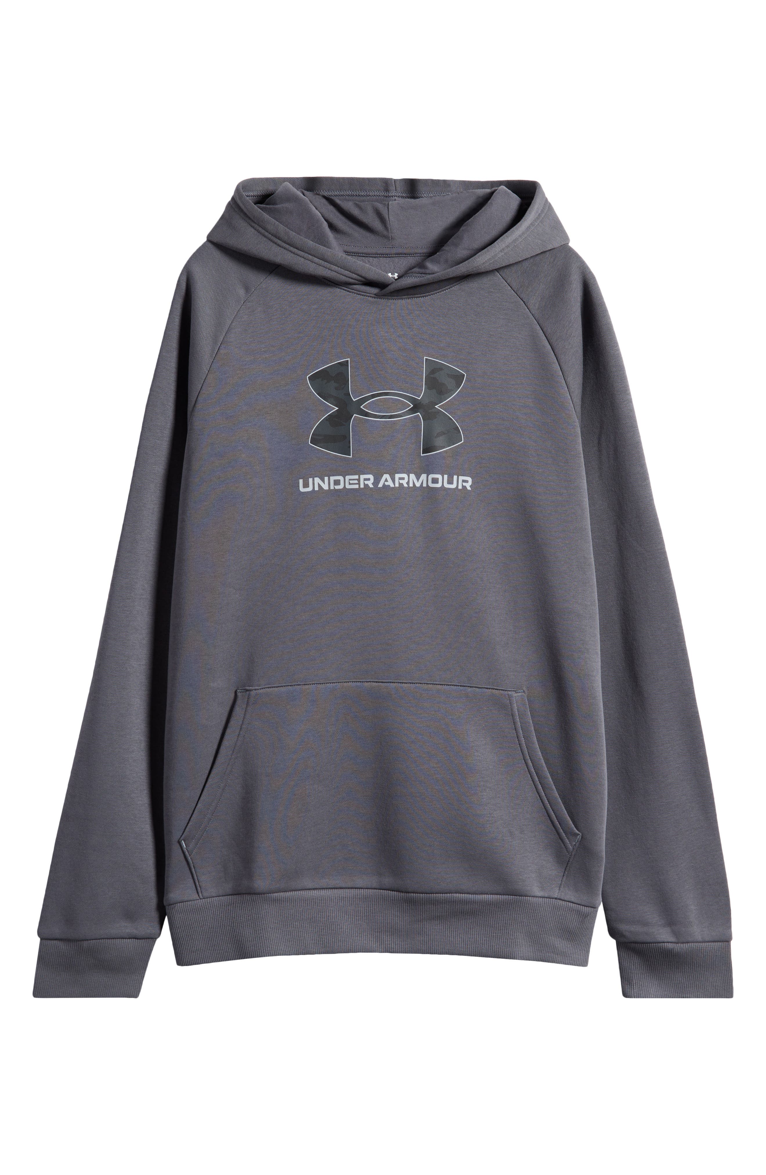 Under Armour Kids' UA Rival Fleece Graphic Hoodie in Castlerock /Anthracite 