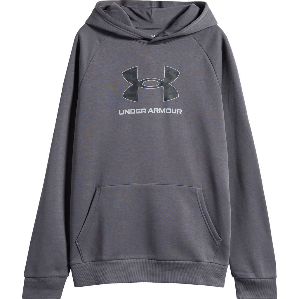 Under Armour Kids' UA Rival Fleece Graphic Hoodie in Castlerock /Anthracite