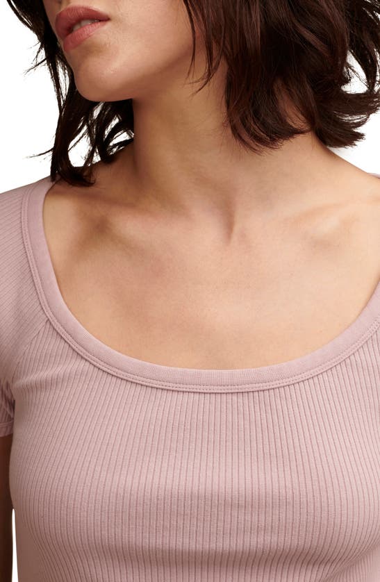 Shop Lucky Brand Rib Scoop Neck T-shirt In Mauve Shadows