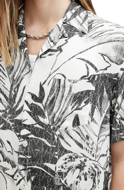 Shop Allsaints Pulse Palm Print Camp Shirt In Off White