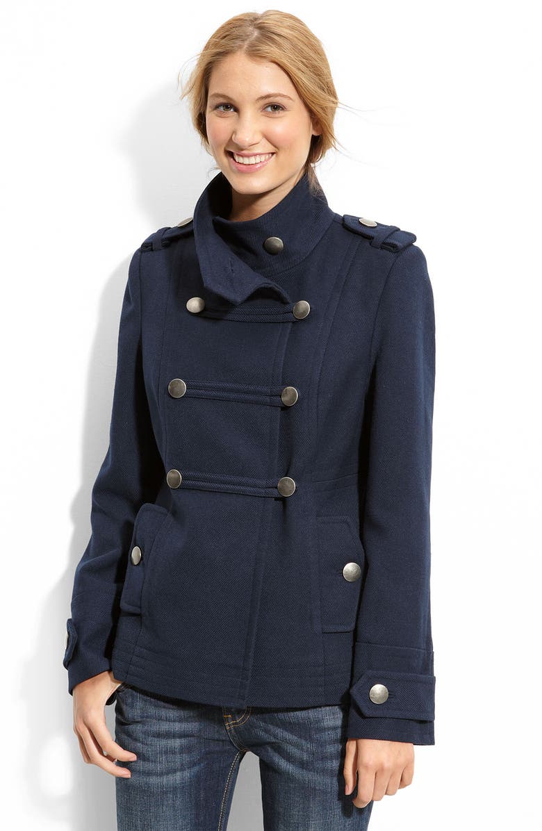 Coffee Shop Double Breasted Twill Coat (Juniors) | Nordstrom