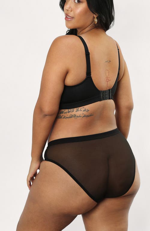 Shop Curvy Couture Sheer Mesh High Cut Briefs In Black/flirt/black