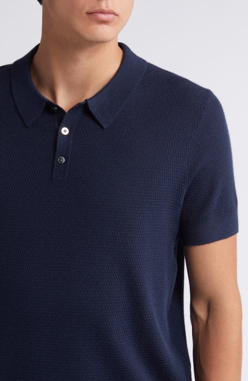 Shop Nordstrom Short Sleeve Coolmax® & Wool Polo Sweater In Navy Blazer