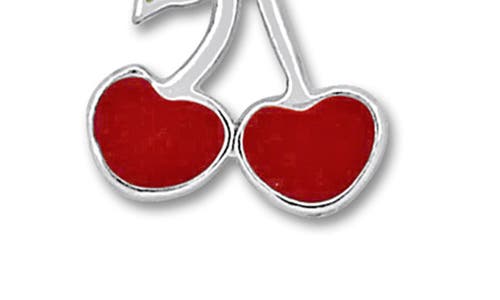 Shop Delmar Cherry Enamel Charm Bracelet In Silver/red