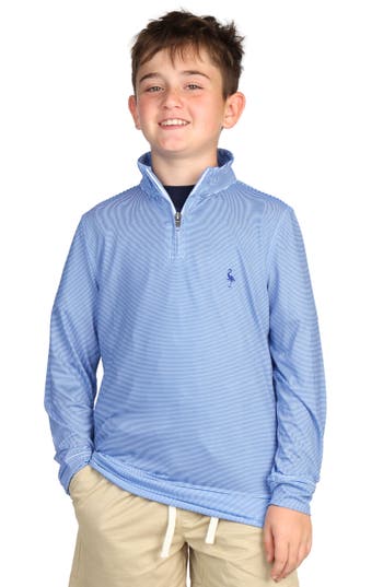 Tailorbyrd Kids' Stripe Quarter Zip Sweatshirt In Blue