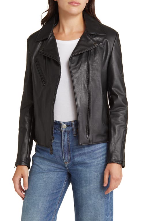 Shop Schott Nyc Clean Perfecto Asymmetric Leather Moto Jacket In Black