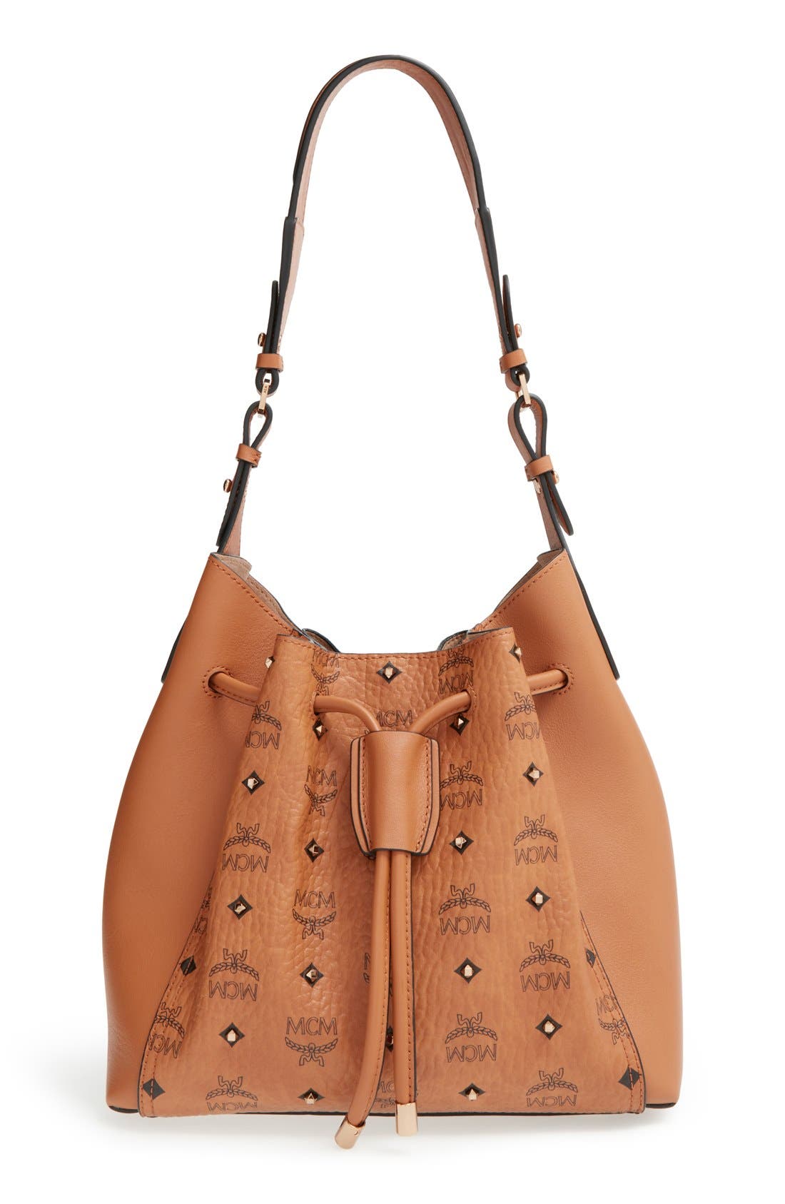 MCM 'Medium Gold Visetos' Bucket Bag Nordstrom