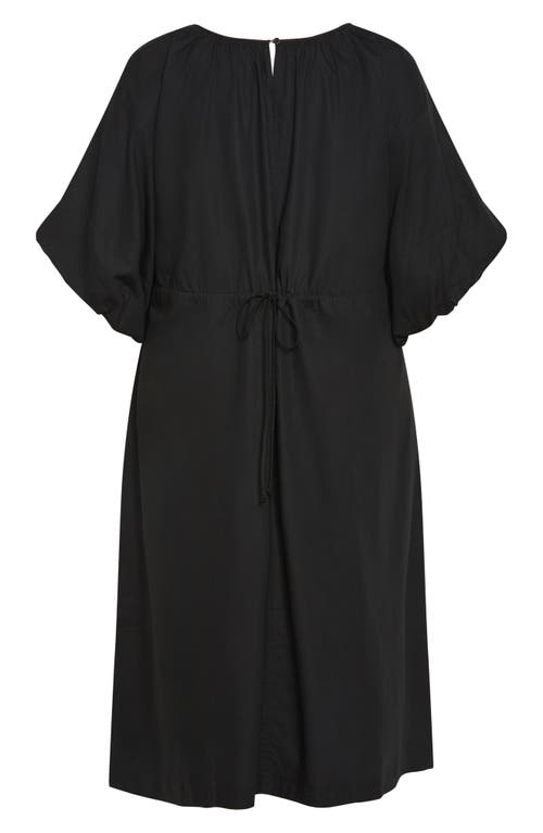 Shop City Chic Jamie Balloon Sleeve Cotton Midi Dress In Black