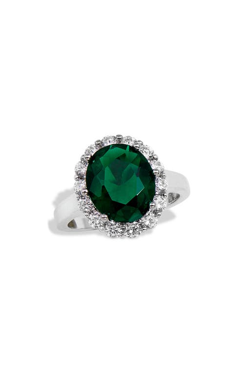 SAVVY CIE JEWELS Sterling Silver Cubic Zirconia Halo Ring Green at Nordstrom,