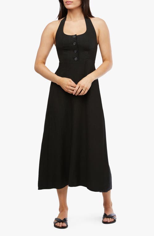 Shop Weworewhat We Wore What Linen Blend Halter Maxi Dress In Black