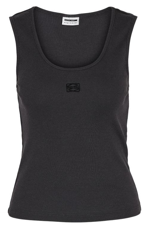 Shop Noisy May Judy Stretch Organic Cotton Rib Tank In Obsidian Detailwash